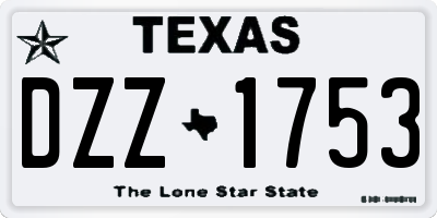 TX license plate DZZ1753