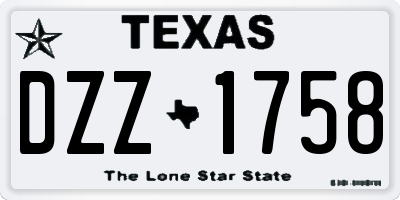 TX license plate DZZ1758