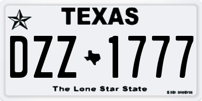 TX license plate DZZ1777