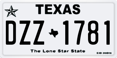 TX license plate DZZ1781