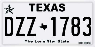 TX license plate DZZ1783