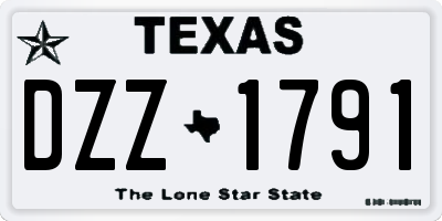 TX license plate DZZ1791