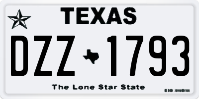 TX license plate DZZ1793