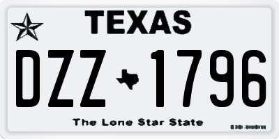 TX license plate DZZ1796