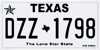 TX license plate DZZ1798