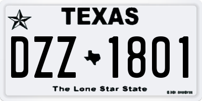 TX license plate DZZ1801