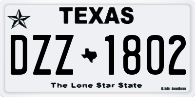 TX license plate DZZ1802