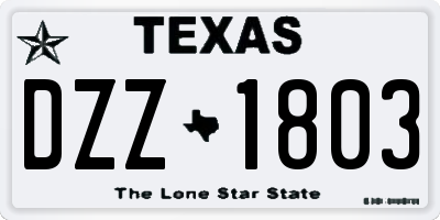 TX license plate DZZ1803