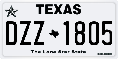 TX license plate DZZ1805