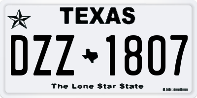 TX license plate DZZ1807