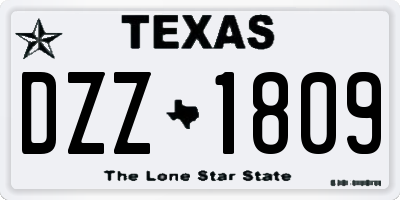 TX license plate DZZ1809