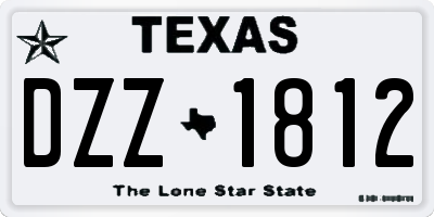 TX license plate DZZ1812