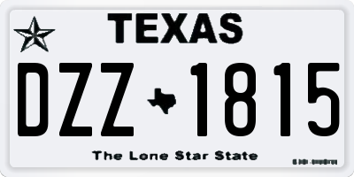 TX license plate DZZ1815