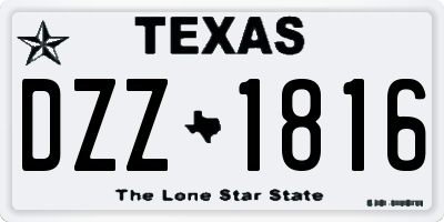 TX license plate DZZ1816