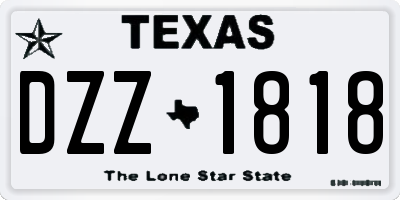 TX license plate DZZ1818