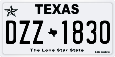 TX license plate DZZ1830