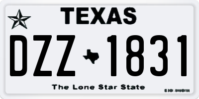 TX license plate DZZ1831