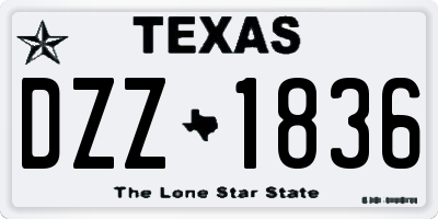 TX license plate DZZ1836