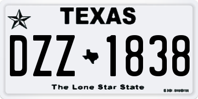 TX license plate DZZ1838