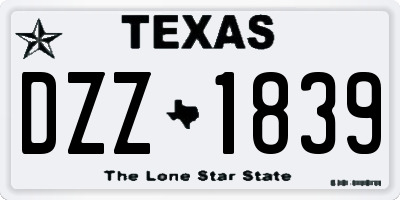 TX license plate DZZ1839