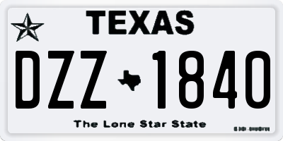 TX license plate DZZ1840