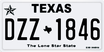 TX license plate DZZ1846