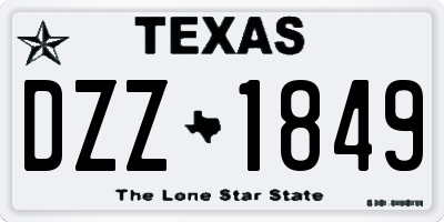 TX license plate DZZ1849