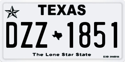 TX license plate DZZ1851