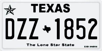 TX license plate DZZ1852