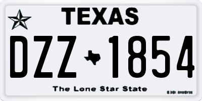 TX license plate DZZ1854