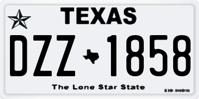 TX license plate DZZ1858