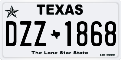 TX license plate DZZ1868