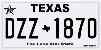 TX license plate DZZ1870