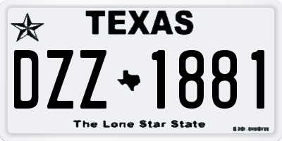 TX license plate DZZ1881