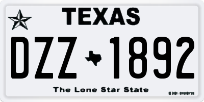 TX license plate DZZ1892