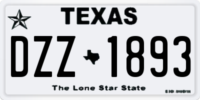 TX license plate DZZ1893