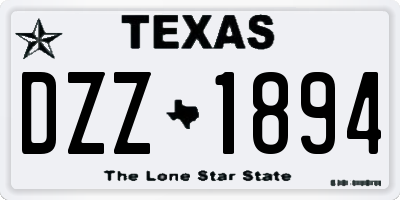 TX license plate DZZ1894