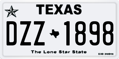 TX license plate DZZ1898