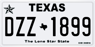 TX license plate DZZ1899