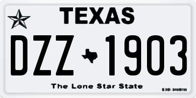 TX license plate DZZ1903