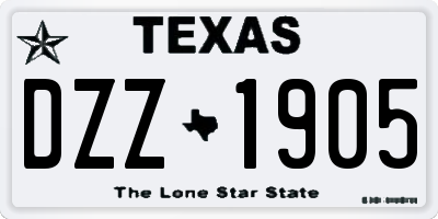 TX license plate DZZ1905