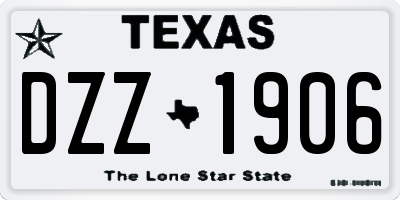 TX license plate DZZ1906