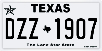 TX license plate DZZ1907