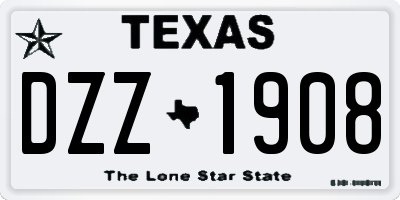 TX license plate DZZ1908