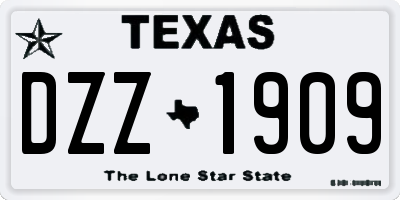 TX license plate DZZ1909