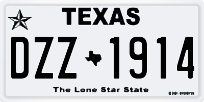 TX license plate DZZ1914