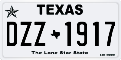 TX license plate DZZ1917