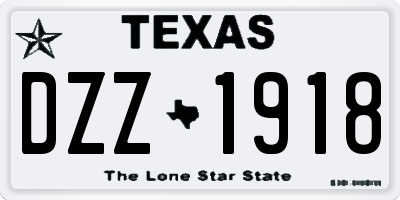 TX license plate DZZ1918