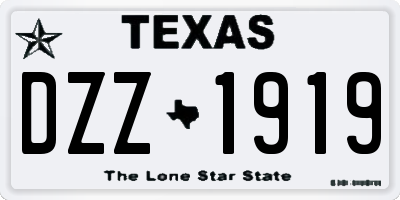 TX license plate DZZ1919