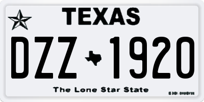 TX license plate DZZ1920